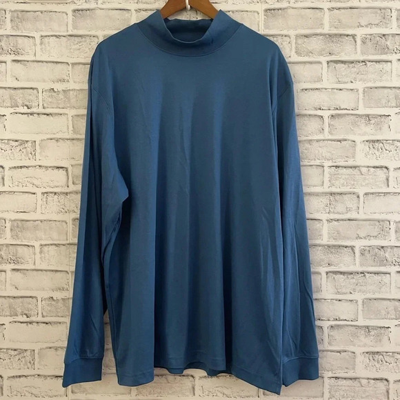 L.L. Bean Other - NWOT! Men’s L.L. Bean regular fit 100% Pima long sleeve mock neck shirt blue XXL